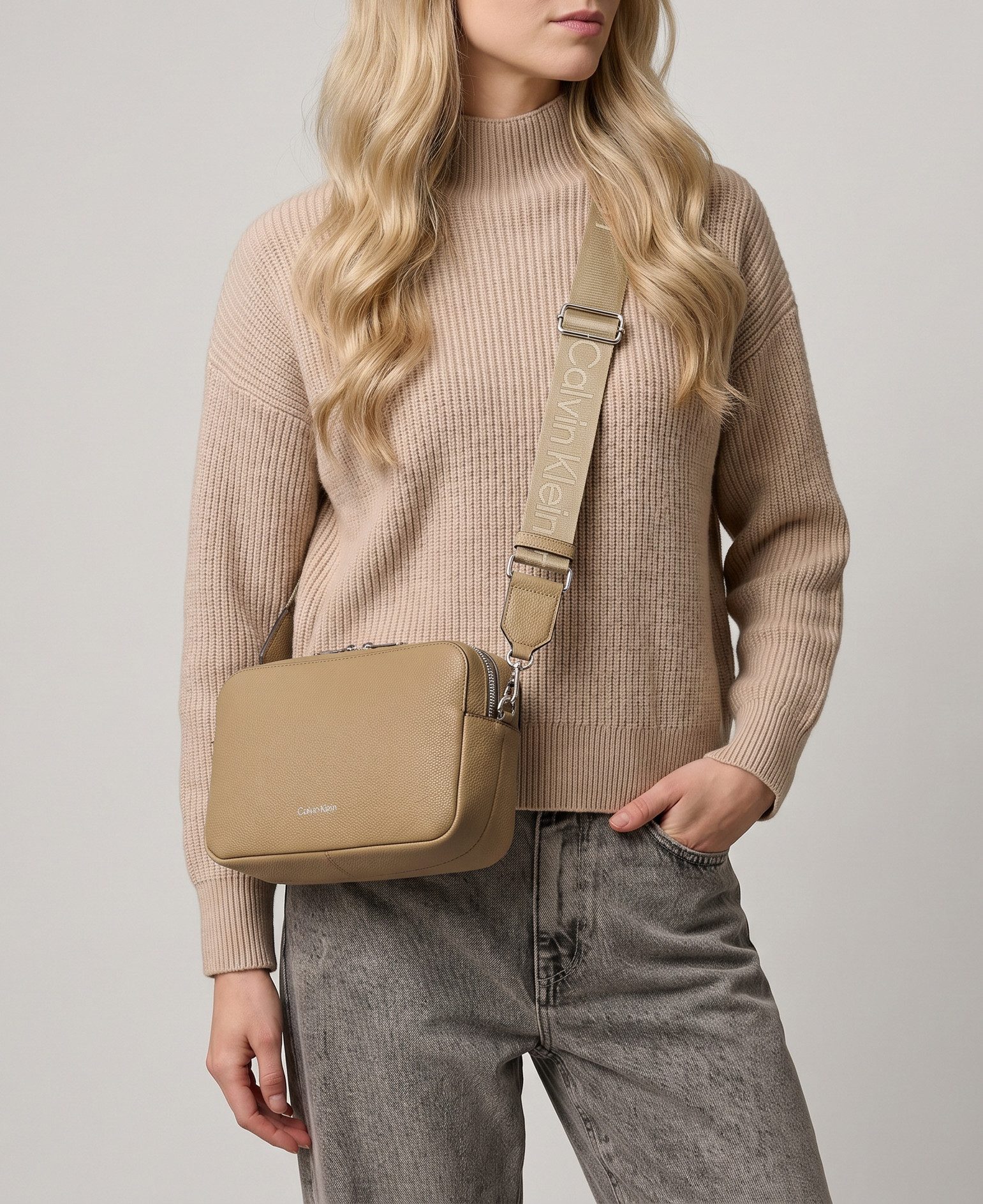 Calvin Klein Umhängetasche WEBBING 2X STRAP, Damen Handtasche, Schultertasche, Camera Bag