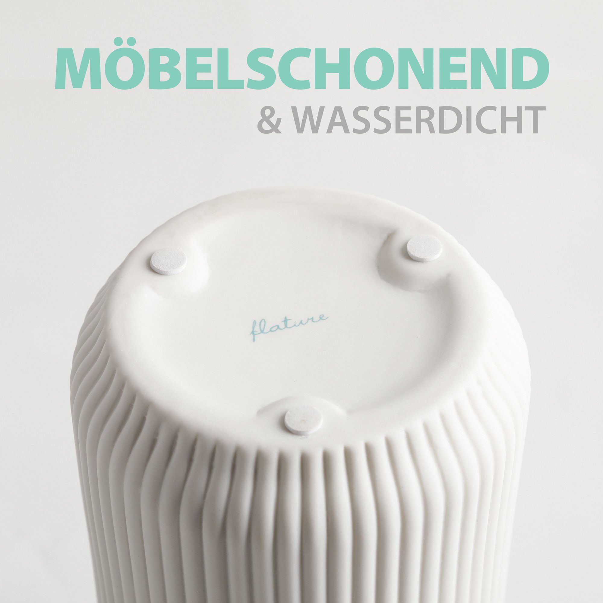 flature Tischvase Keramik Vase 2er-Set mit Rillen - für Pampasgras und Blumen