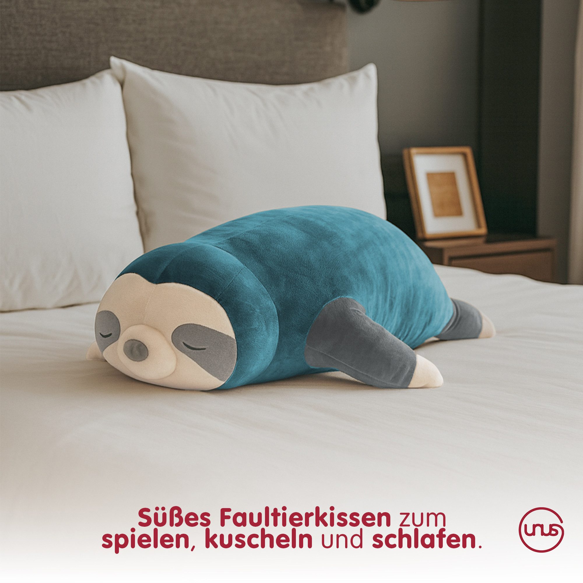 UNUS HOME Seitenschläferkissen Faultier Kissen, 1-tlg., 30 cm, Reisekissen für Kinder Dekoration extrem weich