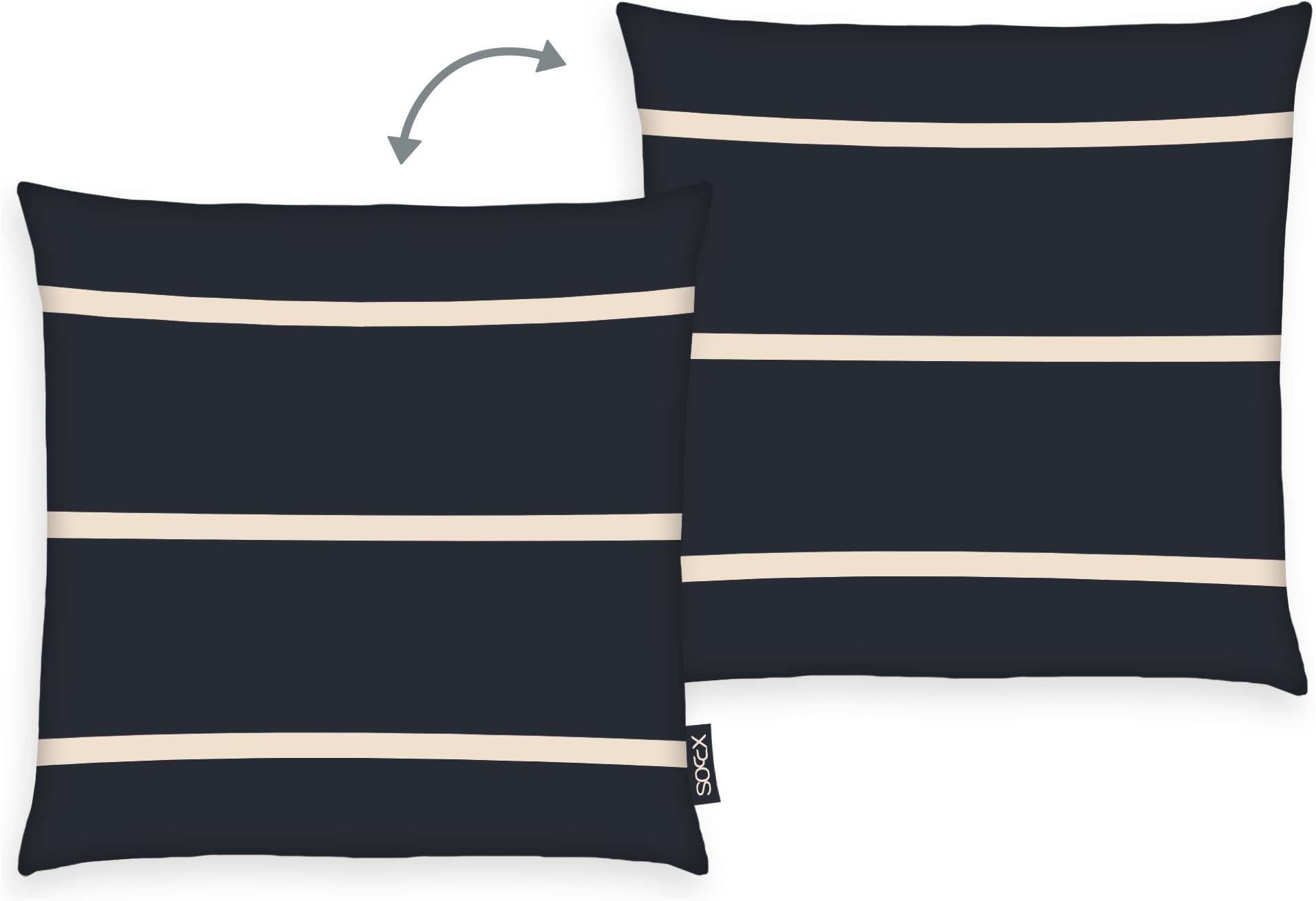 SOCCX Kissenhülle Coastal Stripes, (1 Stück), gewebtes Label