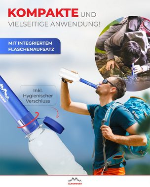 Alpenwert Wasserfilter Outdoor Camping Reisen Trinkwasser Filter für Wandern Trekking, Zubehör für alle Trinkflaschen, Universell, Filtert bis zu 4000 Liter und 99,99% aller Keime und Bakterien abtötet