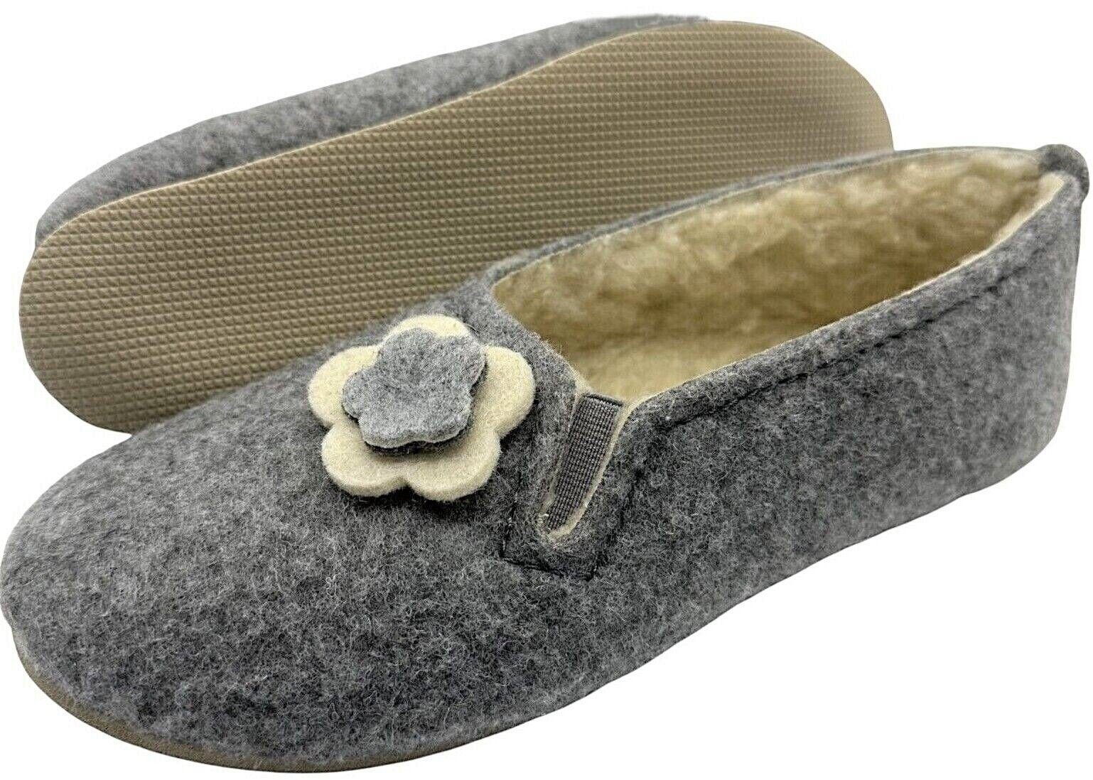 em-ka Damen Filz Fell Hausschuhe gefüttert Winter Pantoffeln Schafwolle Hausschuh