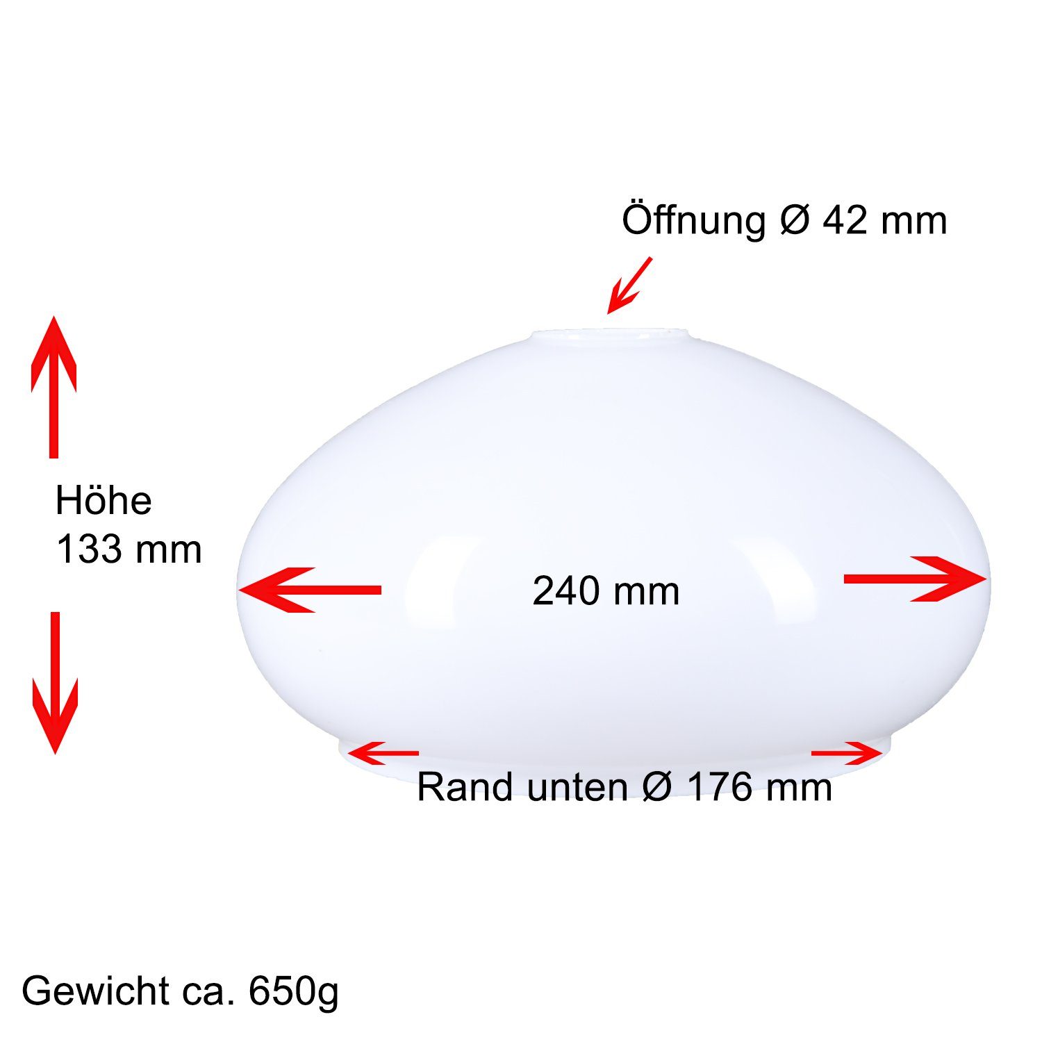 Home4Living Lampenschirm Lampenglas Ø 240mm Weiß Ersatzglas rund glanz matt Glasschirm, Dekorativ