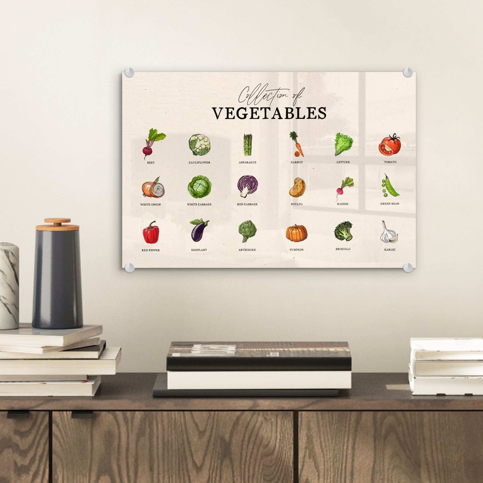 Wanddekoration auf (1 Foto Wandbild Lebensmittel, auf St), - Glas Bilder Küche Gemüse - Glas - - Glasbilder MuchoWow - Acrylglasbild