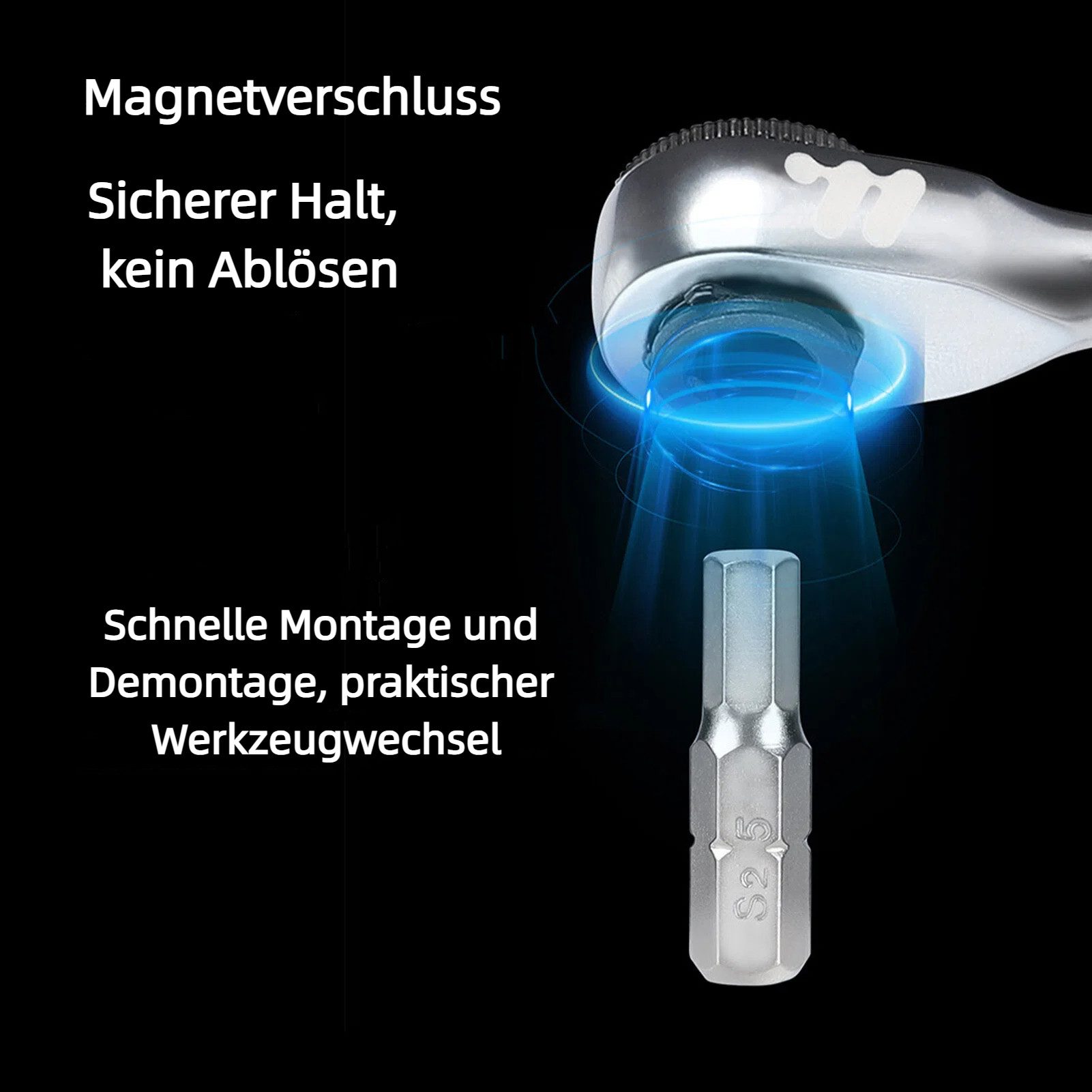 GARRYFIZH Fahrrad-Reparaturset Ratschenschlüssel-Set für Mountainbikes, Fahrradreifen-Reparaturset, Magnetische Schnellverbindungsstange, Verlängerungsstange 5.8 cm