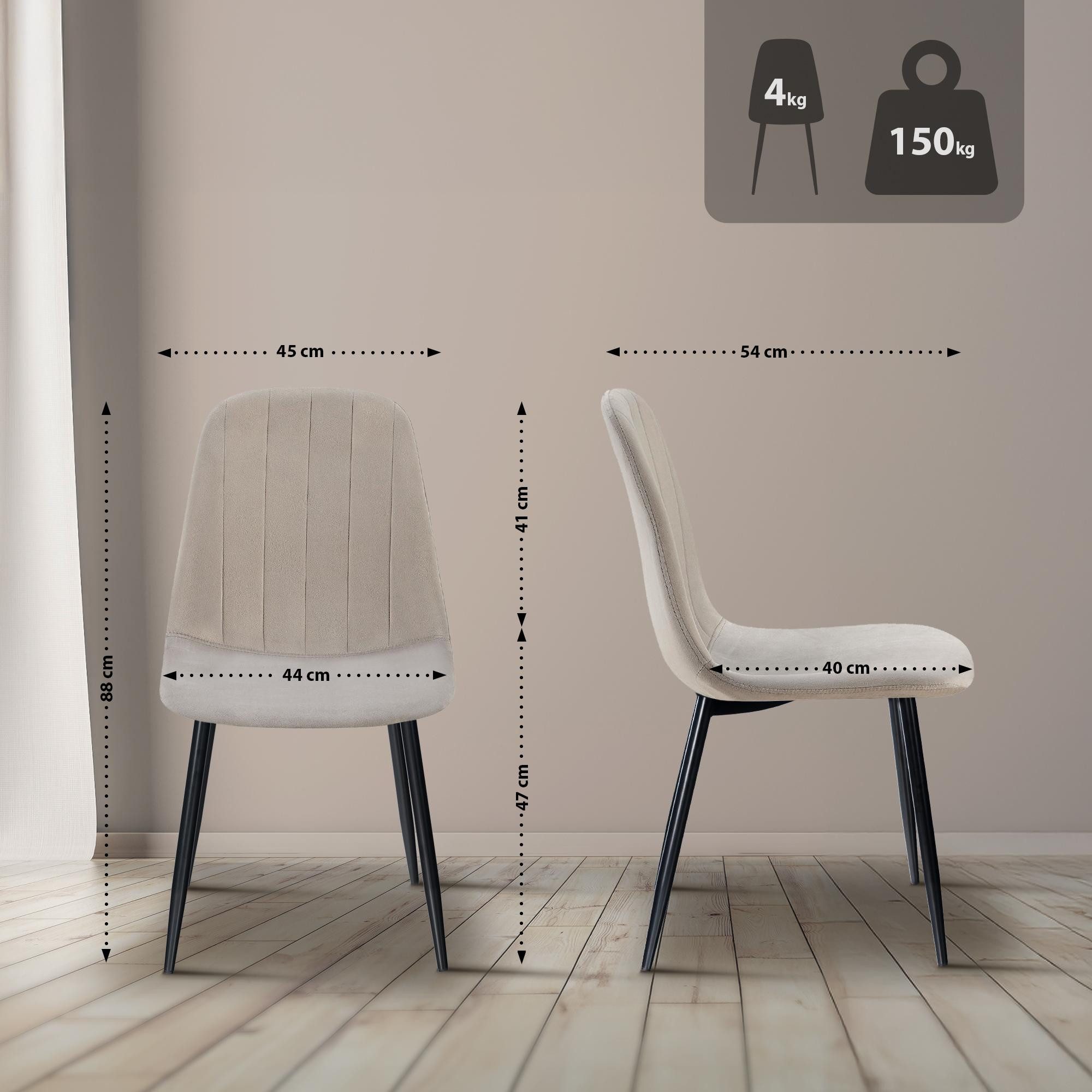 CLP Esszimmerstuhl Baxter (4er Set), gesteppter günstig online kaufen