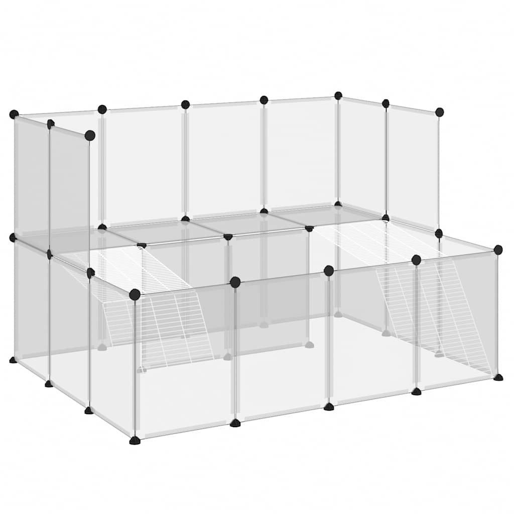furnicato Kleintierkäfig Transparent 143x107x93 cm mit Kunststoff- und, Stapelbares Tiergehege mit zwei Ebenen, Leitern und Wasserfestigkeit