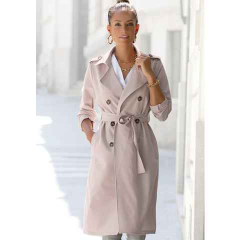 LASCANA Trenchcoat (mit Bindegürtel) zum Regulieren, leichter Damenmantel, casual-chic