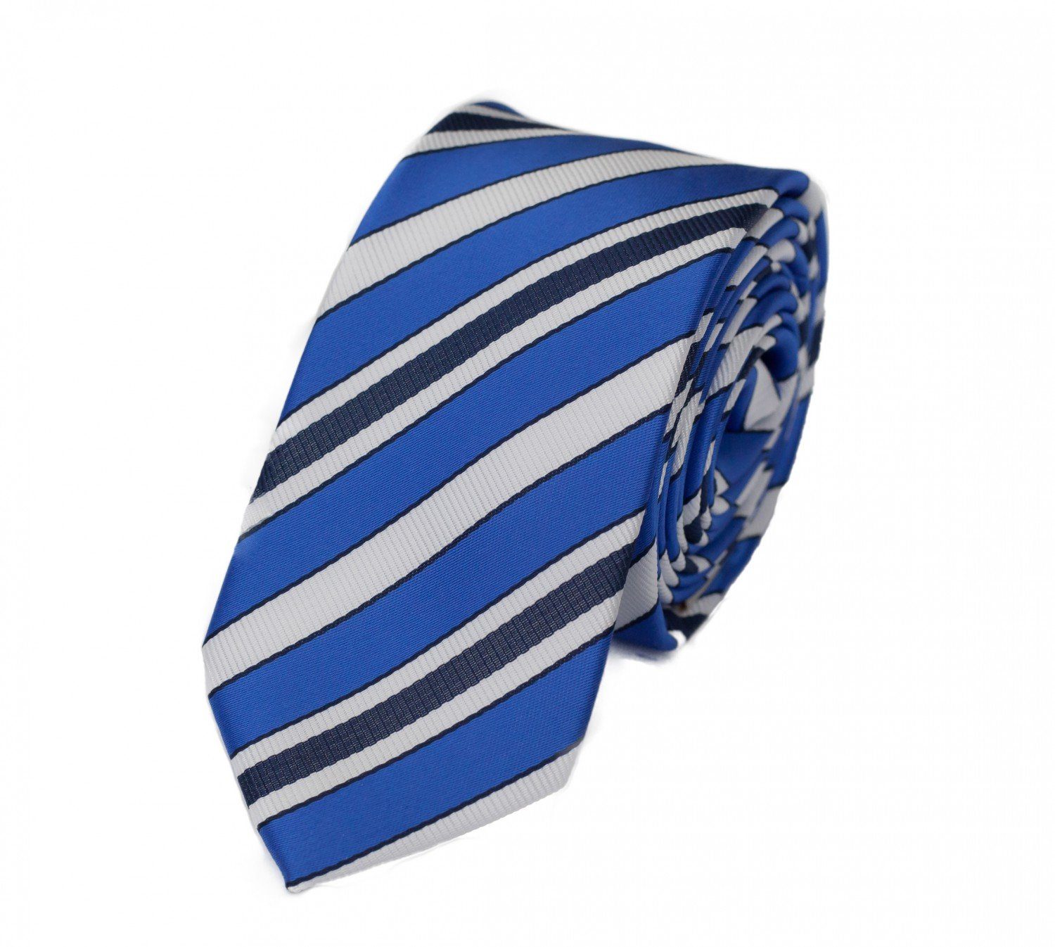 Fabio Farini Krawatte Herren Krawatte Blautöne - verschiedene Blaue Männer Schlips in 8cm (ohne Box, 1-St., Gestreift) Breit (8cm), Blau Weiß Schwarz - Pacific Blue/Urban Gray/Blue Pearl