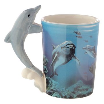 Puckator Tasse Delfin Tasse mit 3D Henkel Unterwasserwelt