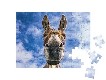 puzzleYOU Puzzle Esel, Nahaufnahme, 48 Puzzleteile, puzzleYOU-Kollektionen Esel, Bauernhof-Tiere
