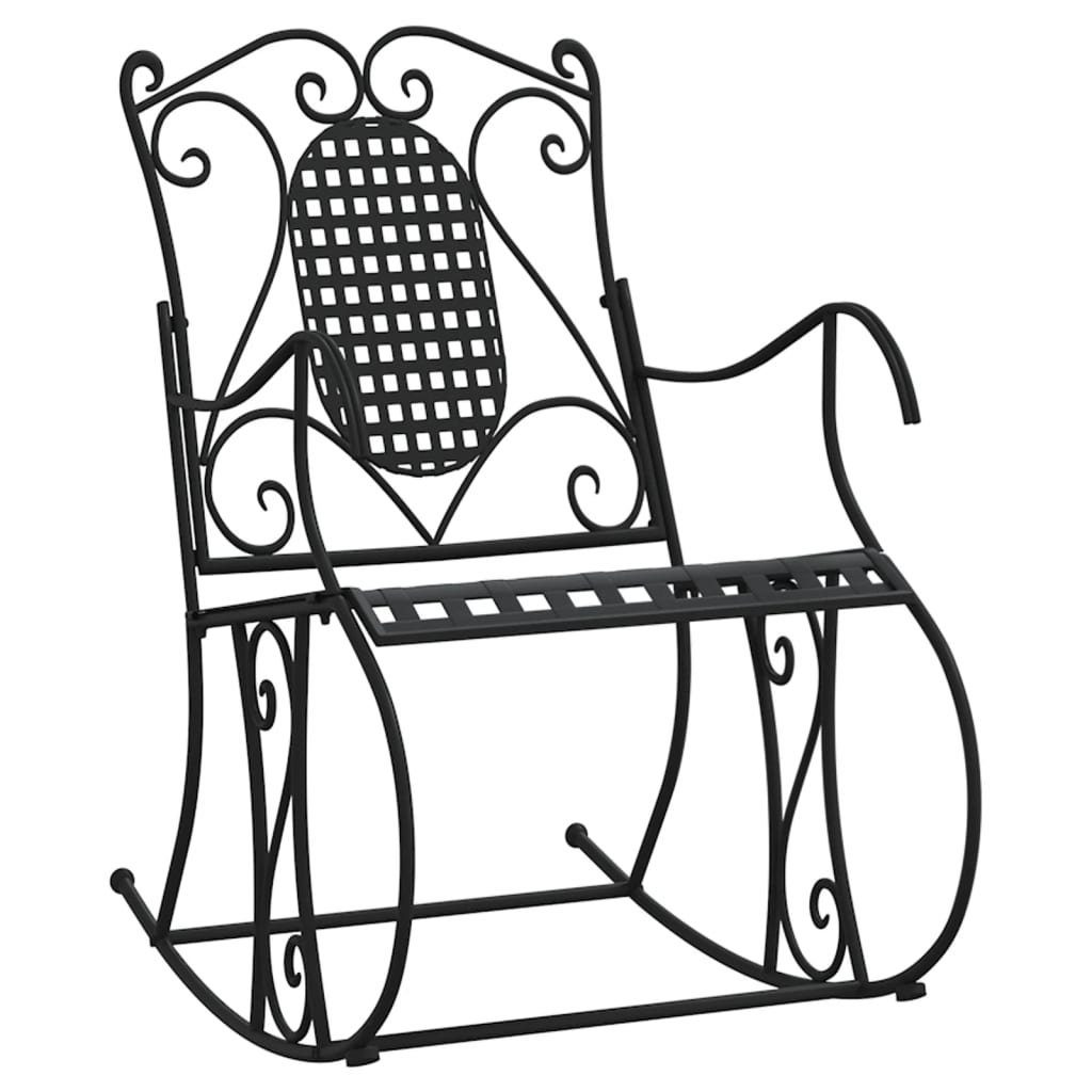 vidaXL Gartenbank Schaukelstuhl 84 cm Schwarz Stahl (1-St)