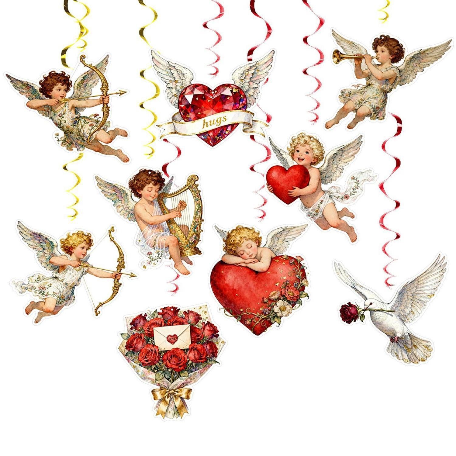 LuxusKollektion Girlande Valentinstag Girlande 48tlg. Herz Engel Rose