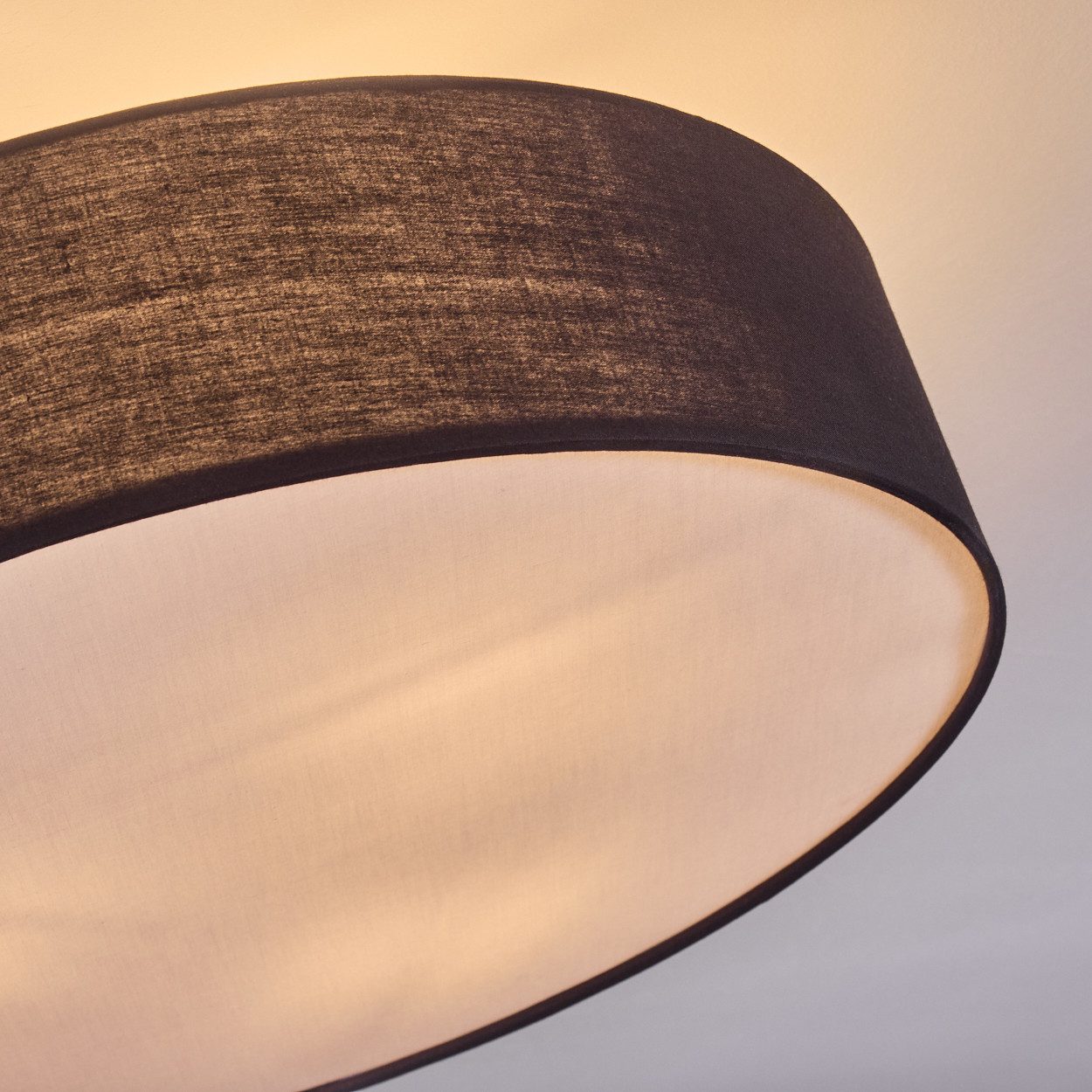 hofstein Deckenleuchte Deckenlampe aus Metall/Stoff/Kunststoff in Nickel-matt/Schwarz/Weiß, ohne Leuchtmittel, runde Leuchte im modernen Design (50cm), E27