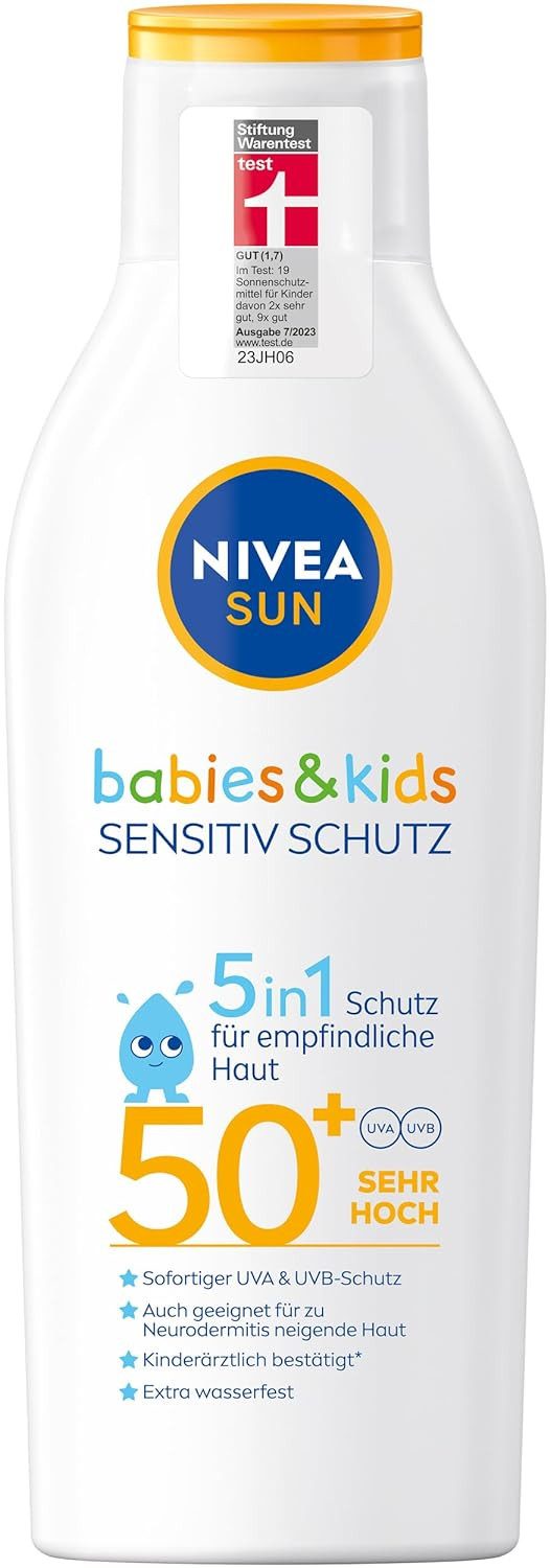 Nivea Sonnenschutzmilch Babies & Kids Sensitiv Schutz Sonnenmilch LSF 50+, 1-tlg.
