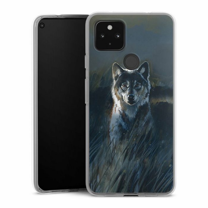 DeinDesign Handyhülle Wolf Natur Malerei Wolf 2 Google Pixel 4a 5G Silikon Hülle Bumper Case Handy Schutzhülle