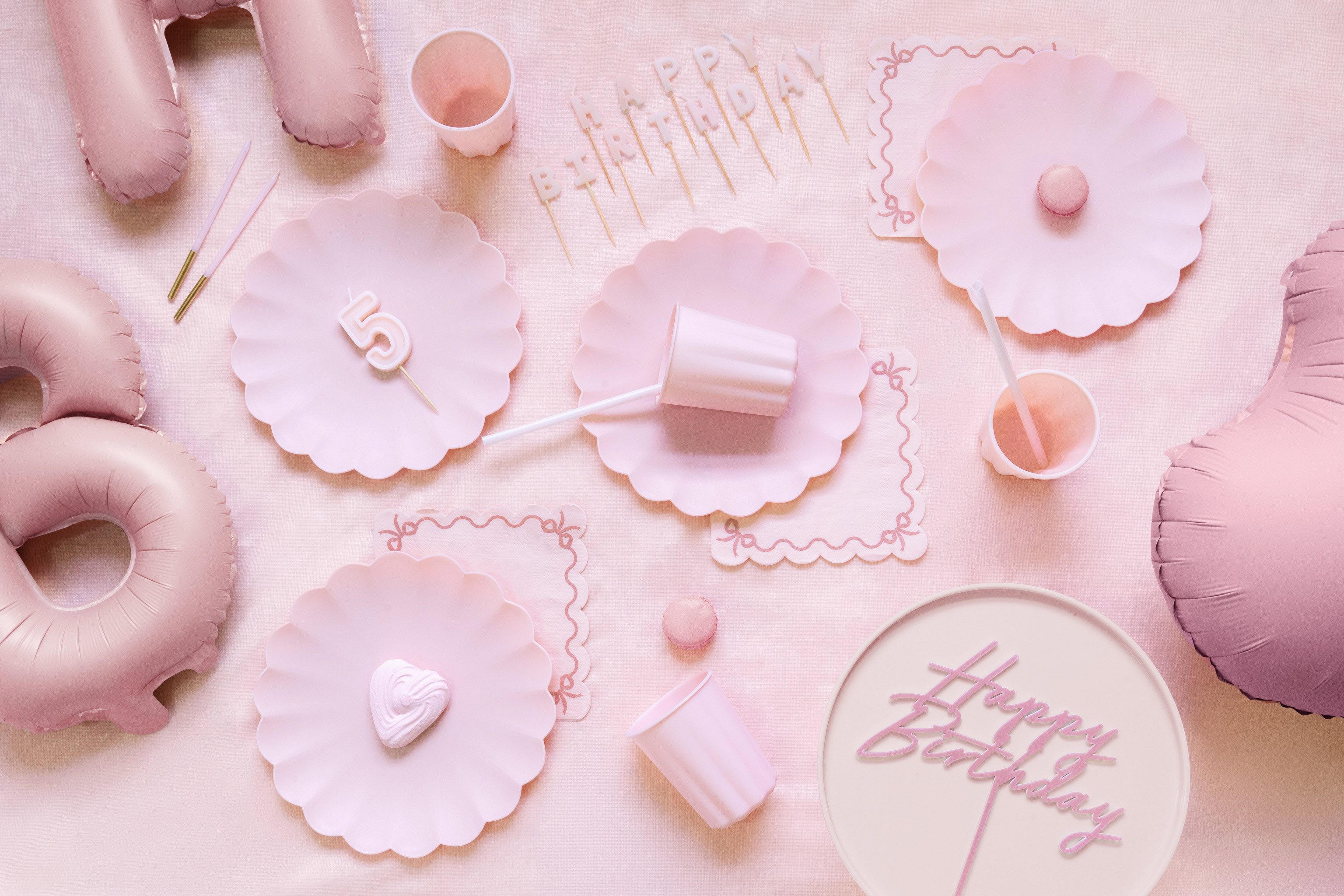partydeco Tortenstecker, Cake Topper Happy Birthday 18x16cm Hellrosa
