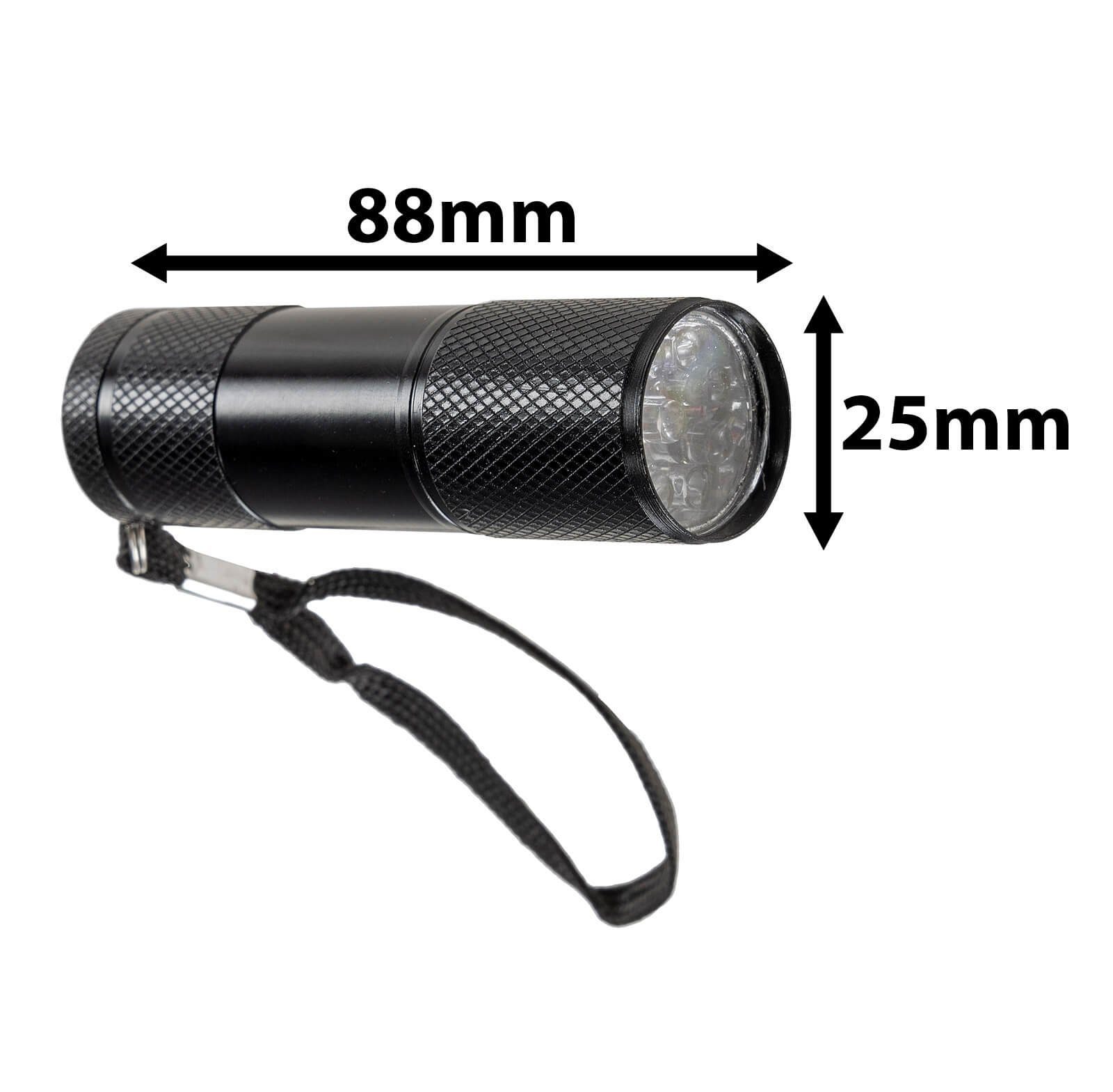 ChiliTec LED Taschenlampe UV LED Schwarzlicht Taschenlampe 9 LEDs kompakt 25x88mm