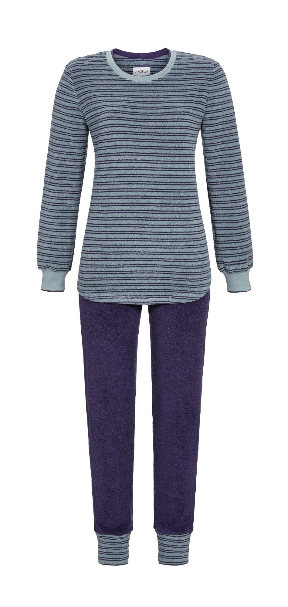 Ringella Pyjama Langarm aus Stretchfrottee mit Strickbündchen (2 tlg) kuschelig und wärmend