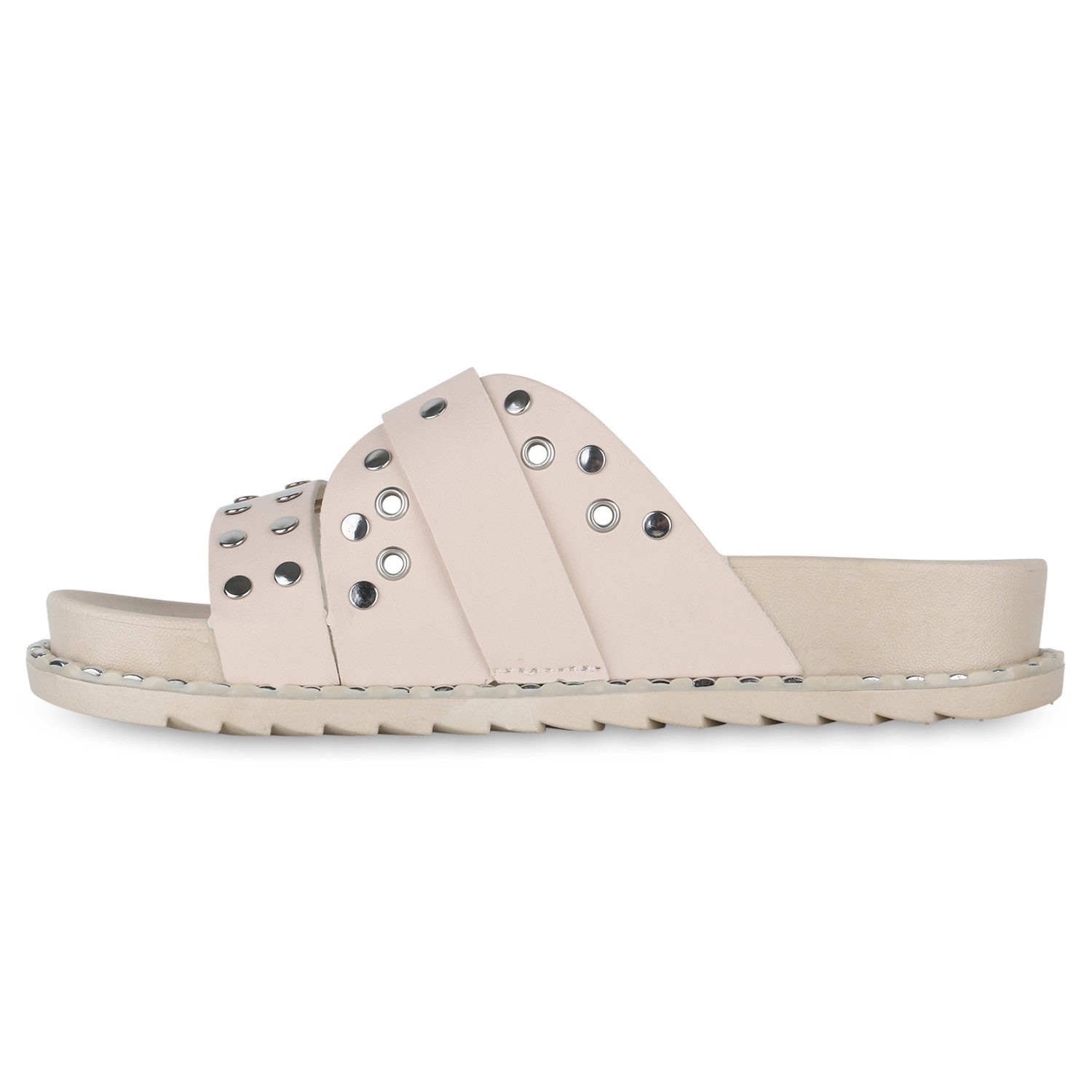 VAN HILL 840995 Pantolette Damen Pantoletten Sandalen Nieten Schnallen Prof günstig online kaufen