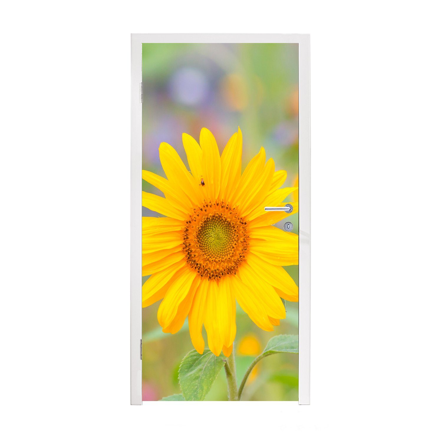 MuchoWow Türtapete Blumen - Sonnenblume - Gelb, Matt, bedruckt, (1 St), Fototapete für Tür, Türaufkleber, 75x205 cm | Türtapeten