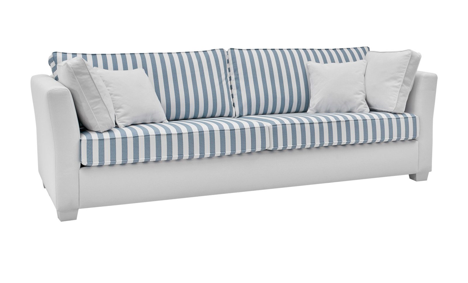 Furn.Design Sofa Hooge, 3-Sitzer in cremeweiß mit blau, Landhausstil, mit Bonell Federkern