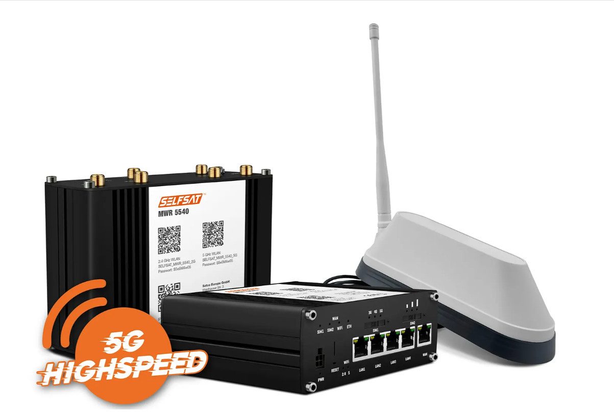 Selfsat MWR 5540 5G Cat 12 WLAN Router bis 2,6 Gbps inkl. SHARK 5G Mobilfunkantenne