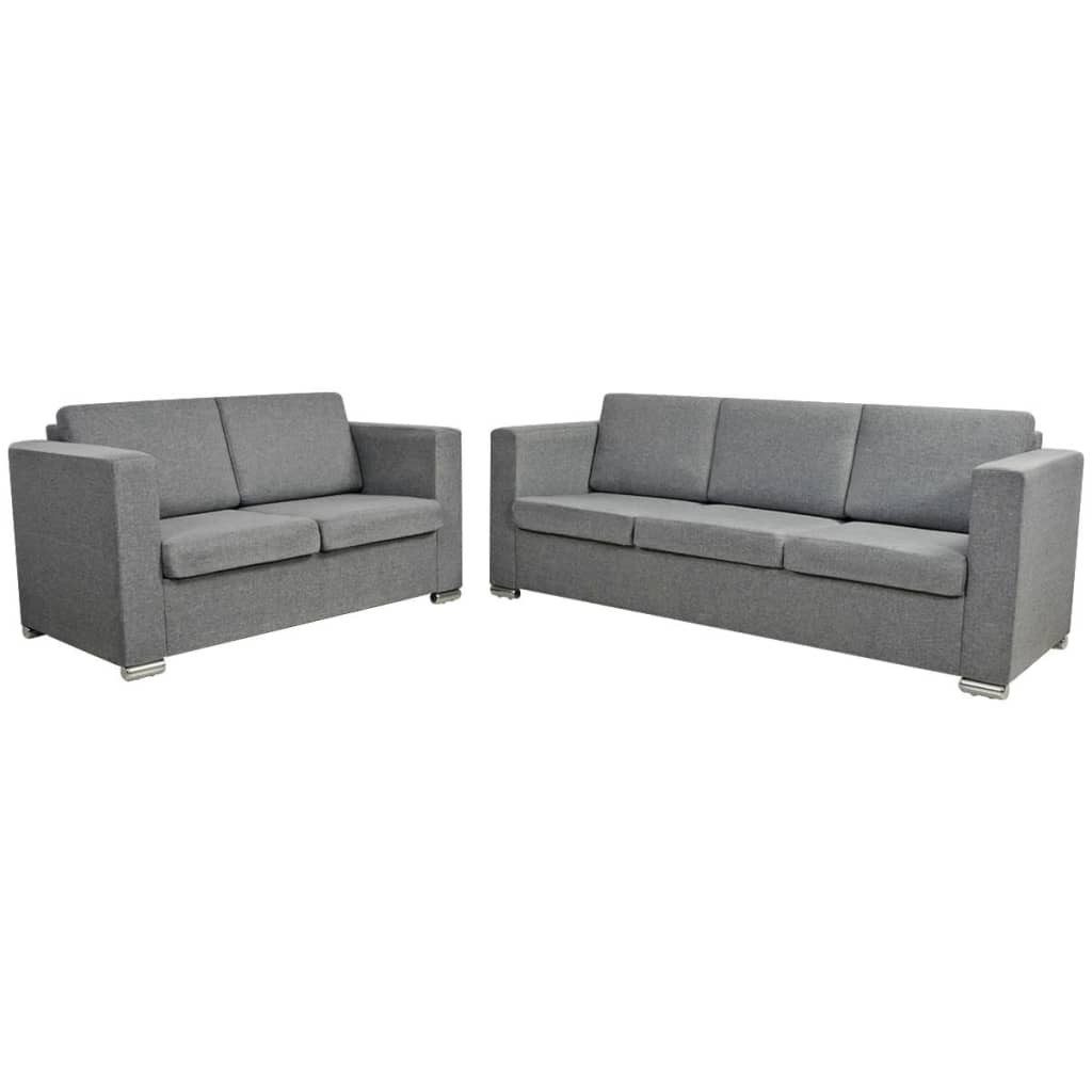 vidaXL Sofa, Zweiteilige Sofagarnitur Stoff Hellgrau günstig online kaufen