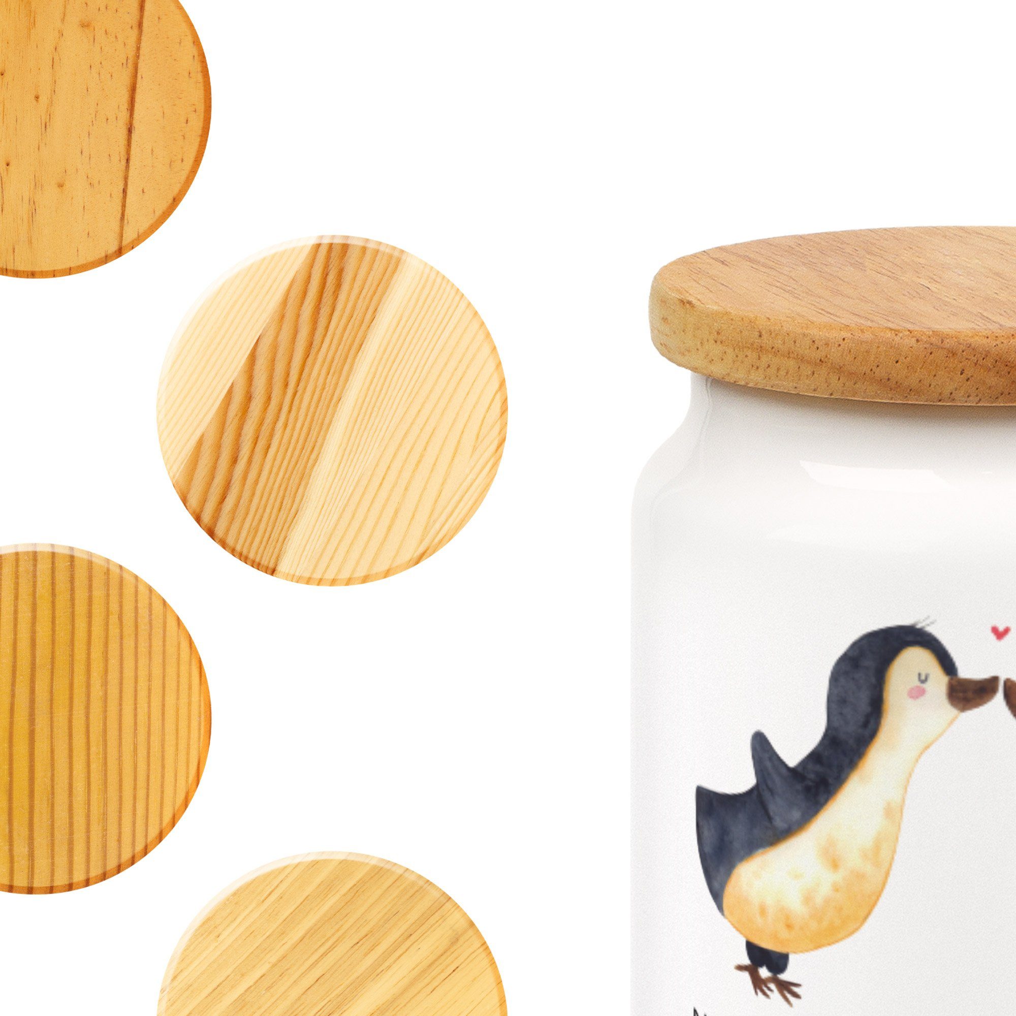 Pinguin (1-tlg) - Keramik, Weiß & - Vorratsdose Panda Mr. Leckerlido, Geschenk, Vorratsdose, Mrs. Liebe Pinguinpaar,
