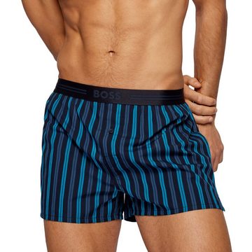 BOSS Webboxer Boxer Shorts EW (2-St., eine unifarbene und eine gemusterte Boxershorts) mit glänzendem Webgummibund