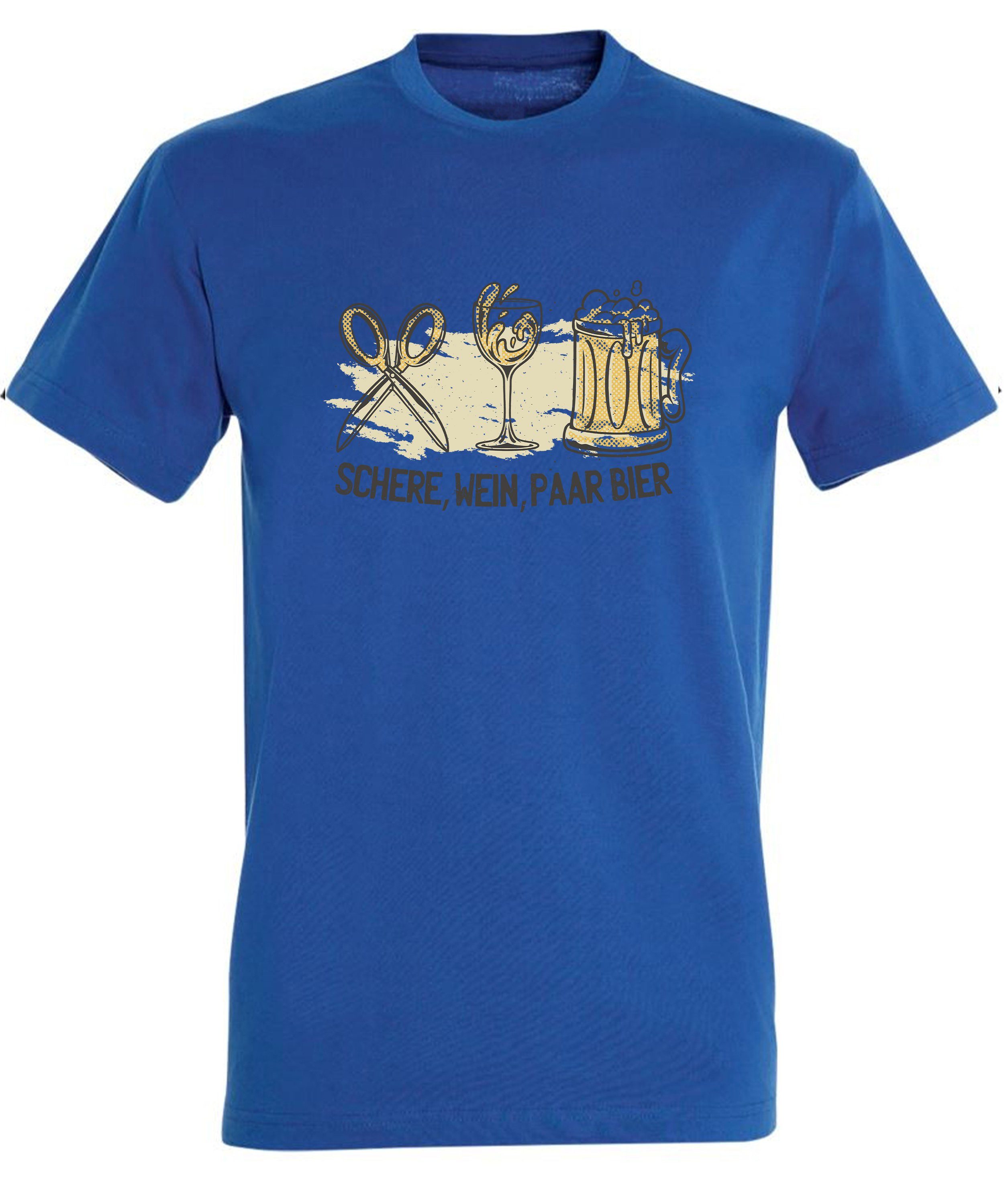 Trinkshirt Wein, Herren MyDesign24 Fit, Baumwollshirt - i321 T-Shirt Sprüche Bier blau mit Shirt Paar Aufdruck Regular royal Schere,