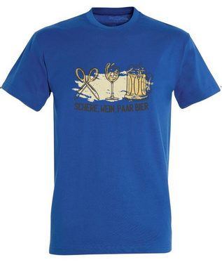 MyDesign24 T-Shirt Herren Sprüche Shirt - Trinkshirt Schere, Wein, Paar Bier Baumwollshirt mit Aufdruck Regular Fit, i321