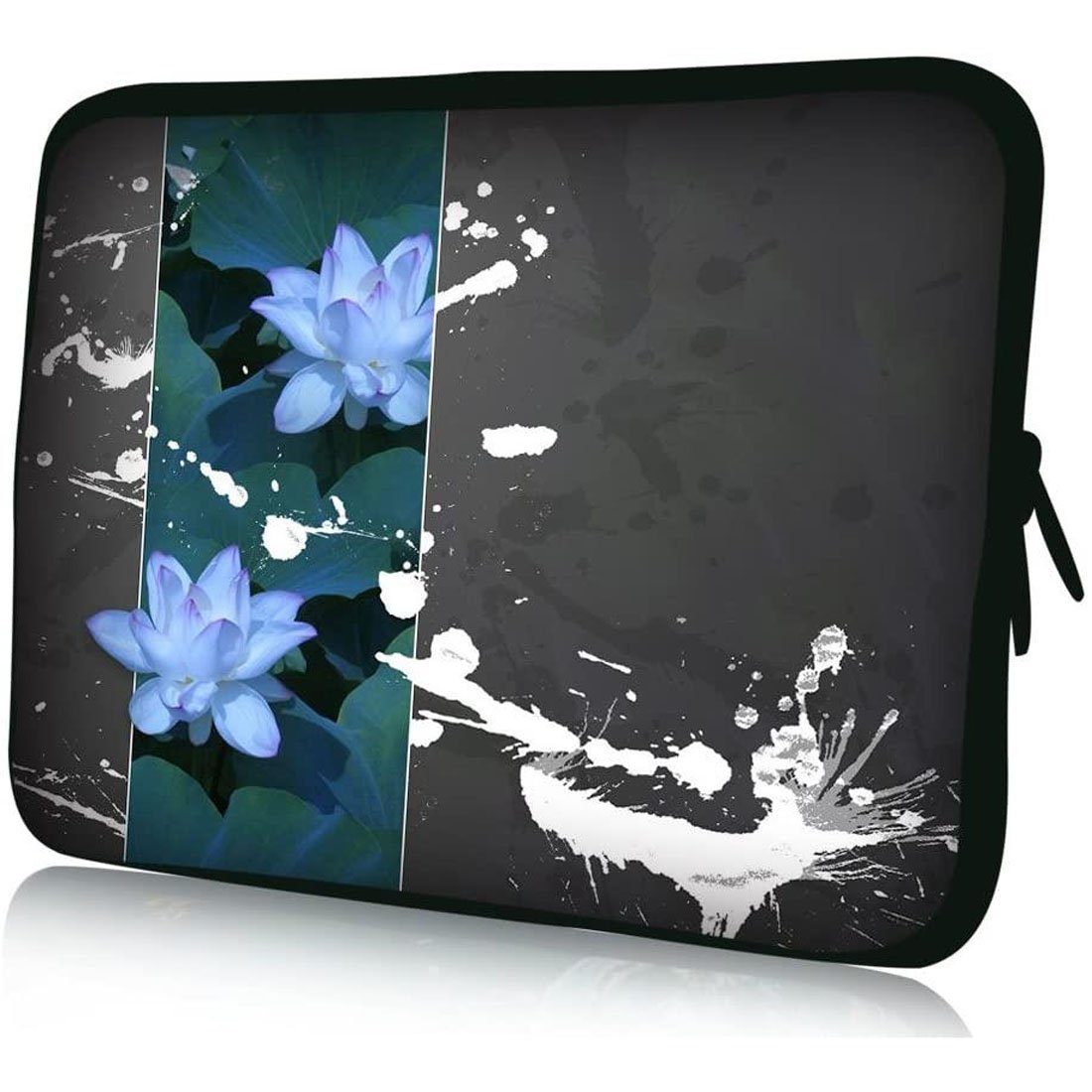 wortek Laptoptasche für Laptops bis Wasserabweisend 15,4", Blau, Grau Seerose