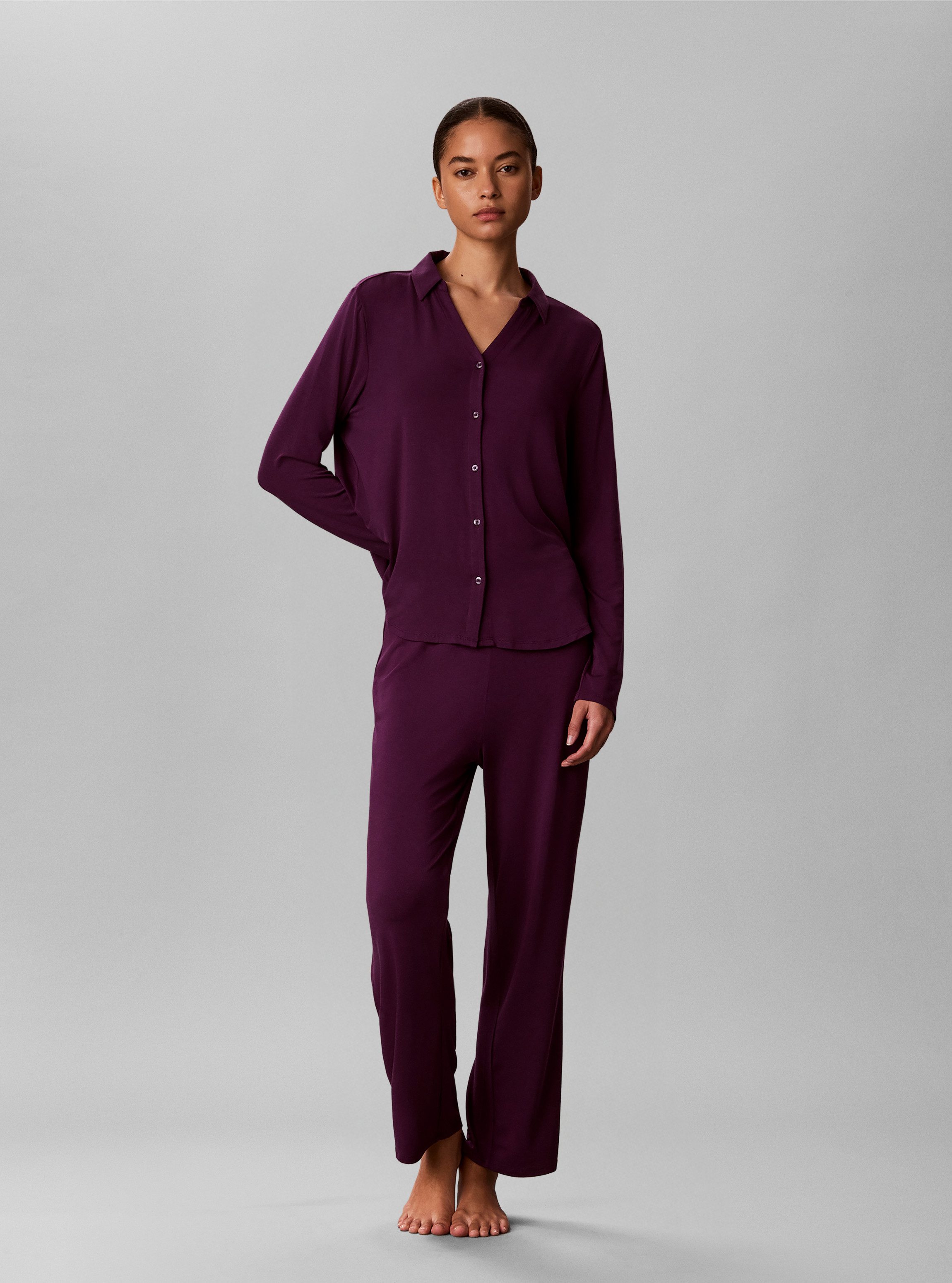 Calvin Klein Underwear Pyjama SHIRT SET Regular fit mit V-Ausschnitt