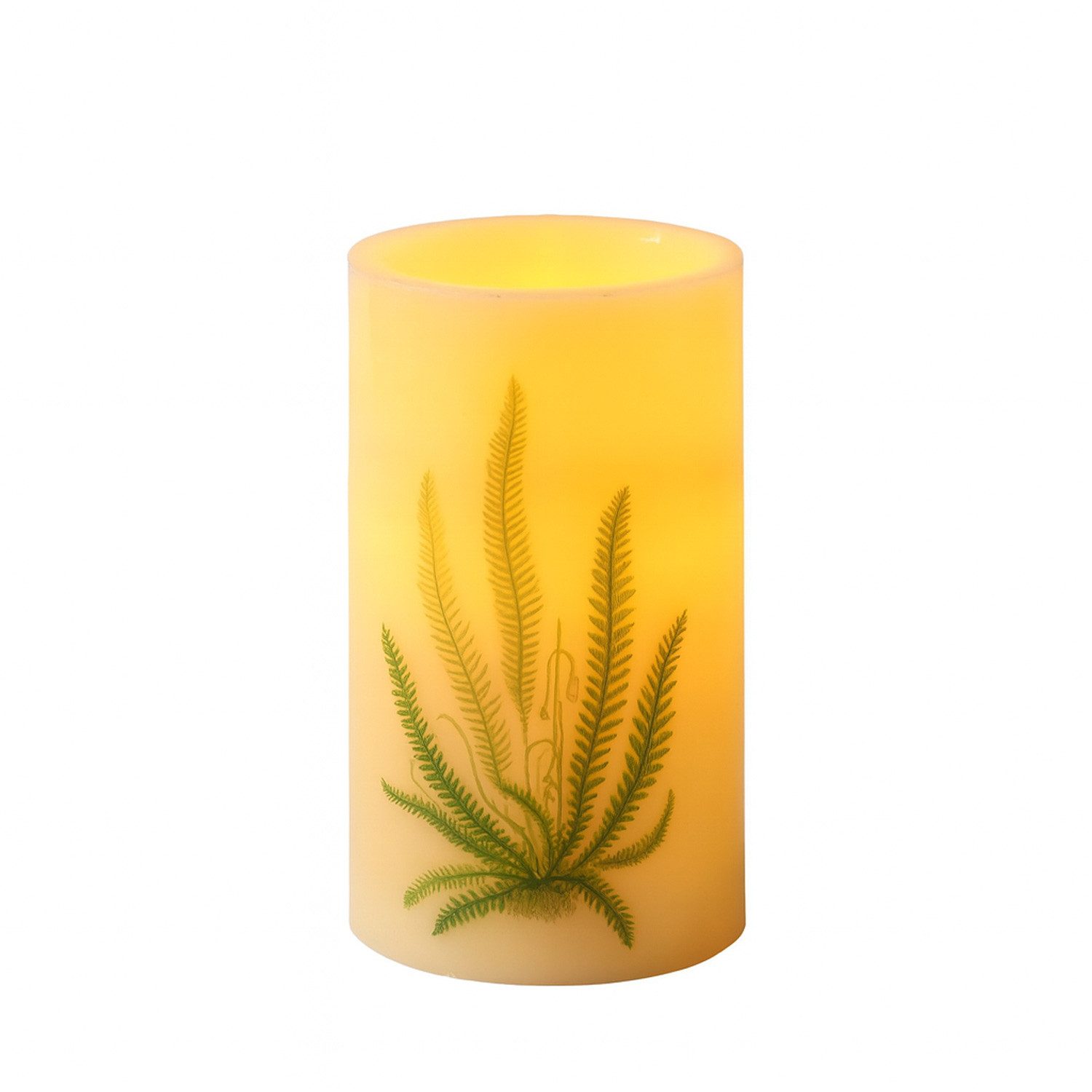 MARELIDA LED-Kerze XXL LED Kerze Farndruck Echtwachs flackernd H:20cm für Innen weiß/grün