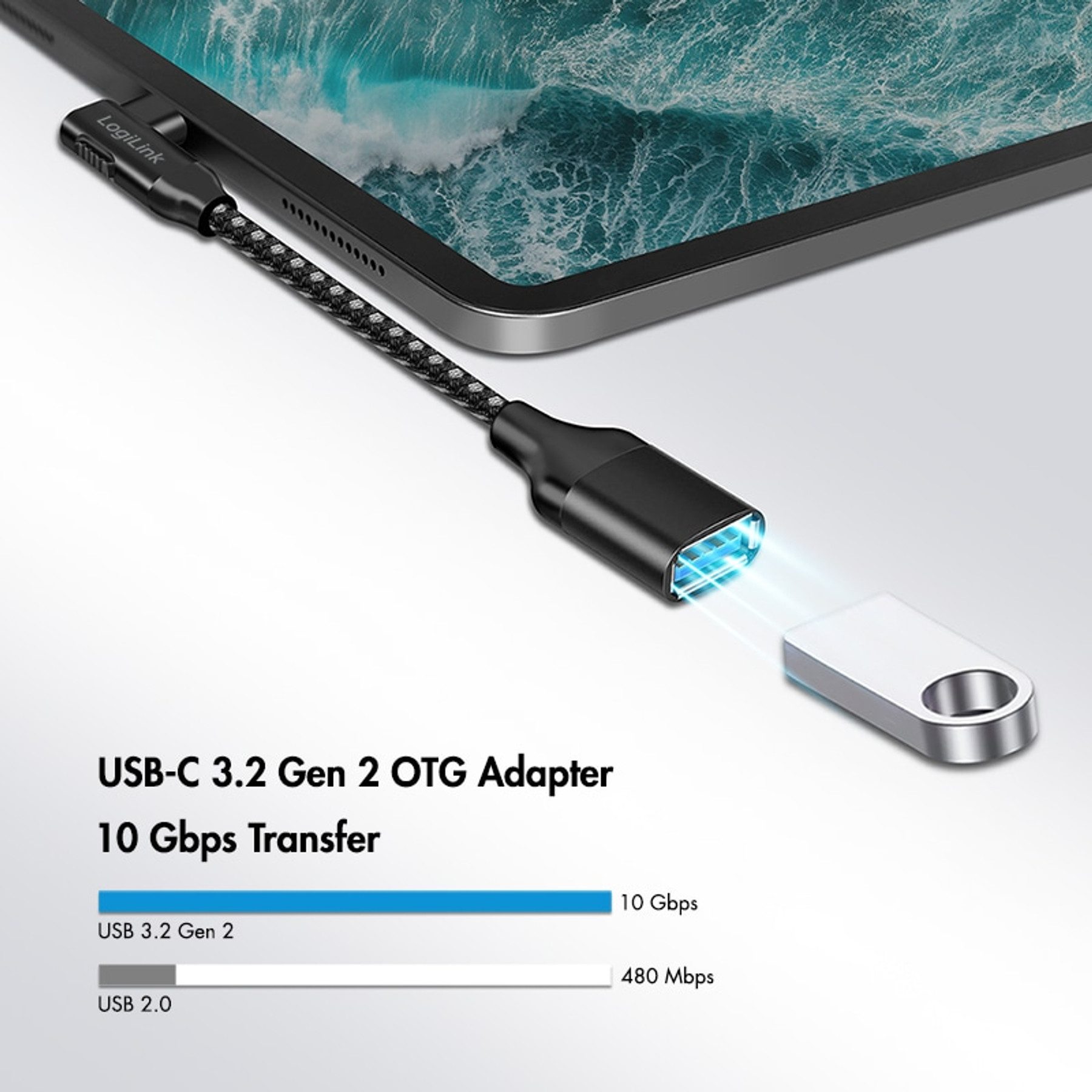 LogiLink LOGILINK USB-C-Adapter CU0100 C/M zu USB-A/F OTG 0,2m USB-Adapter