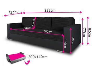 Sofnet Schlafsofa Bird, mit Schlaffunktion und Bettkasten, Bettsofa mit Chromfüße, Schlafcouch, Sofagarnitur