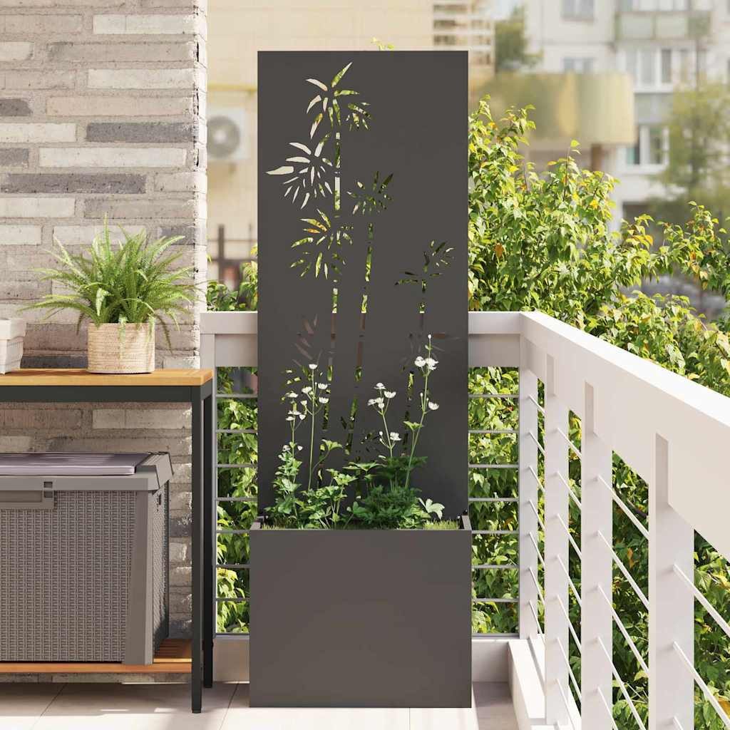 vidaXL Wandbild Garten Sichtschutz-Leinwand Floral Schwarz 50 x 150 cm, (1 St)