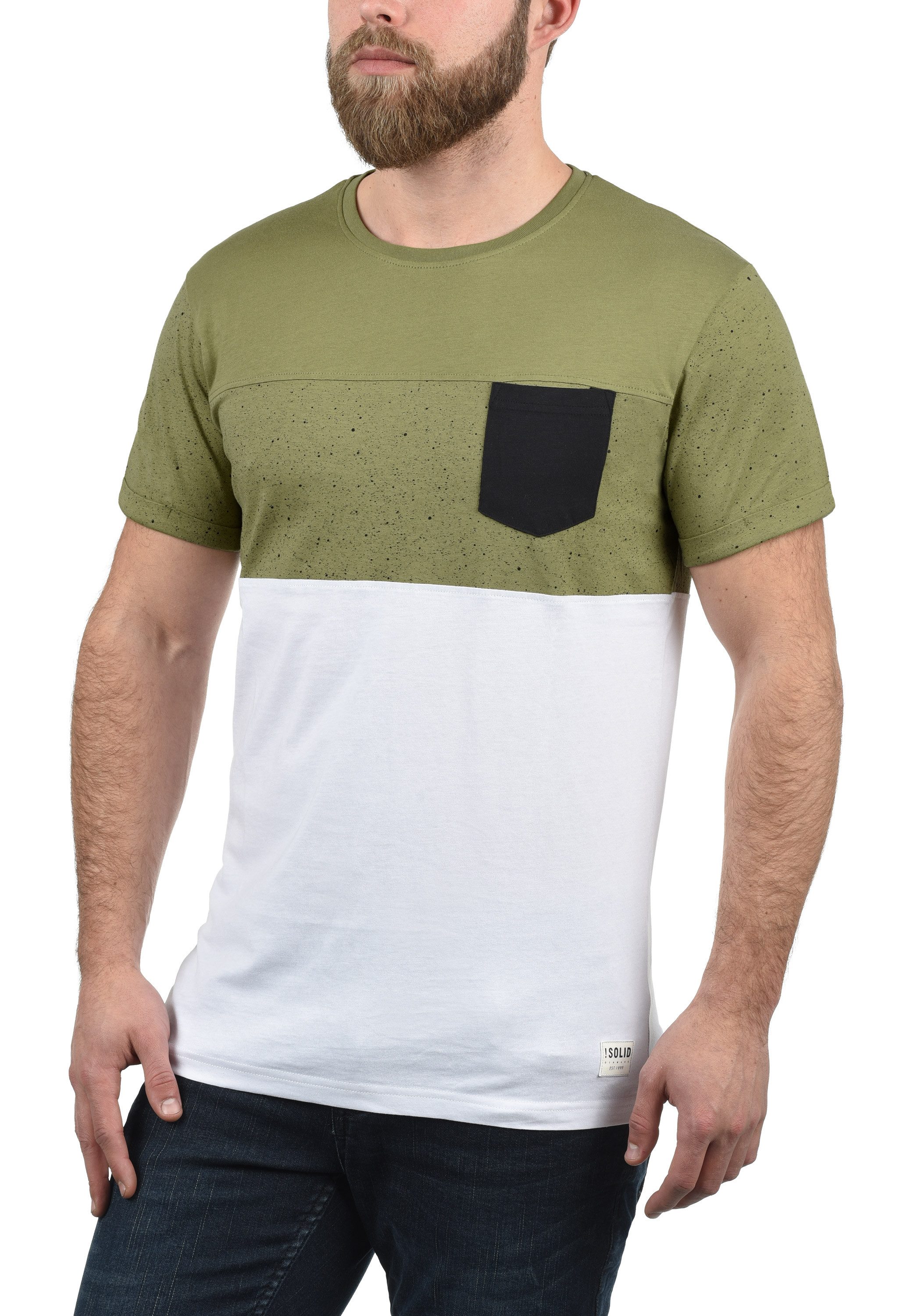 !Solid Rundhalsshirt SDKold Kurzarmshirt mit Brusttasche günstig online kaufen