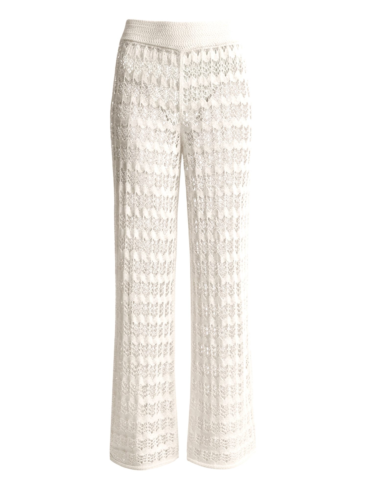 Strickhose Damen Häkelhose weitem Bein Wellen-Häkelmuster Strand Bikini Sommer