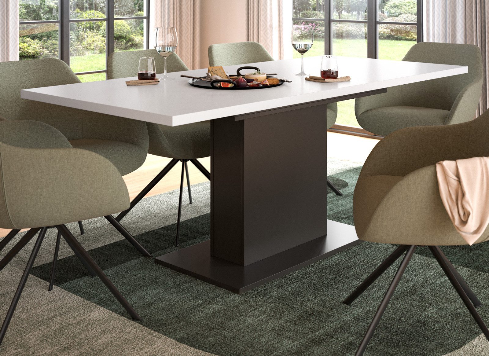 Inn.Furn Säulen-Esstisch Home-X (Küchentisch in weiß und grau, ausziehbar, günstig online kaufen