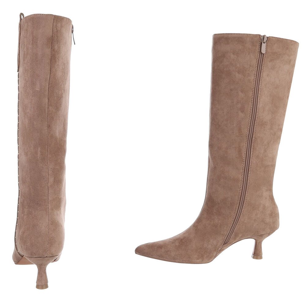 Ital-Design Elegante Damen-Stiefel mit Stiletto und Details Stiefel (90503072) Pfennig-/Stilettoabsatz Stiefel in Hellbraun