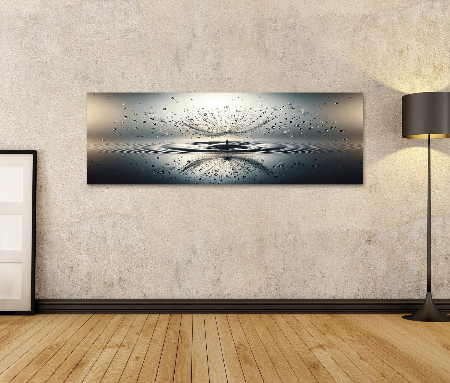 islandburner Leinwandbild Löwenzahnsamenkopf im Wassertropfen günstig online kaufen