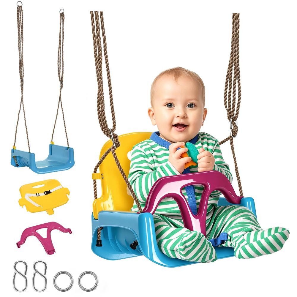 FELIXLEO Schaukelgestell 3 in 1 abnehmbare Rücklehne Outdoor blau gelb 42 x 33 x 180 cm