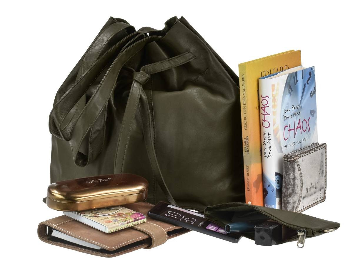 Shopper "Eva" Beuteltasche Leder 37x32cm