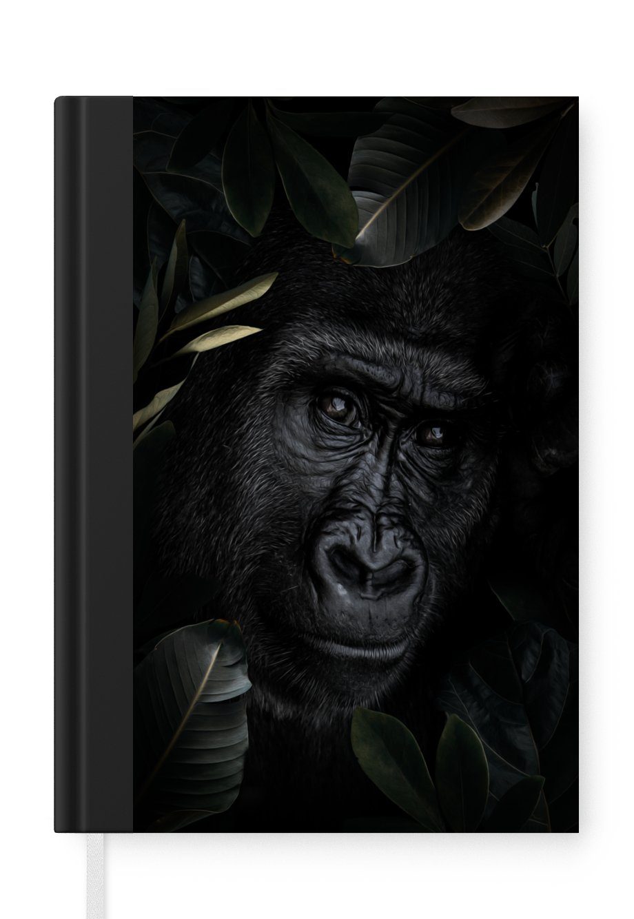 MuchoWow Notizbuch Gorilla - Pflanzen - Dschungel, Journal, Merkzettel, Tagebuch, Notizheft, A5, 98 Seiten, Haushaltsbuch