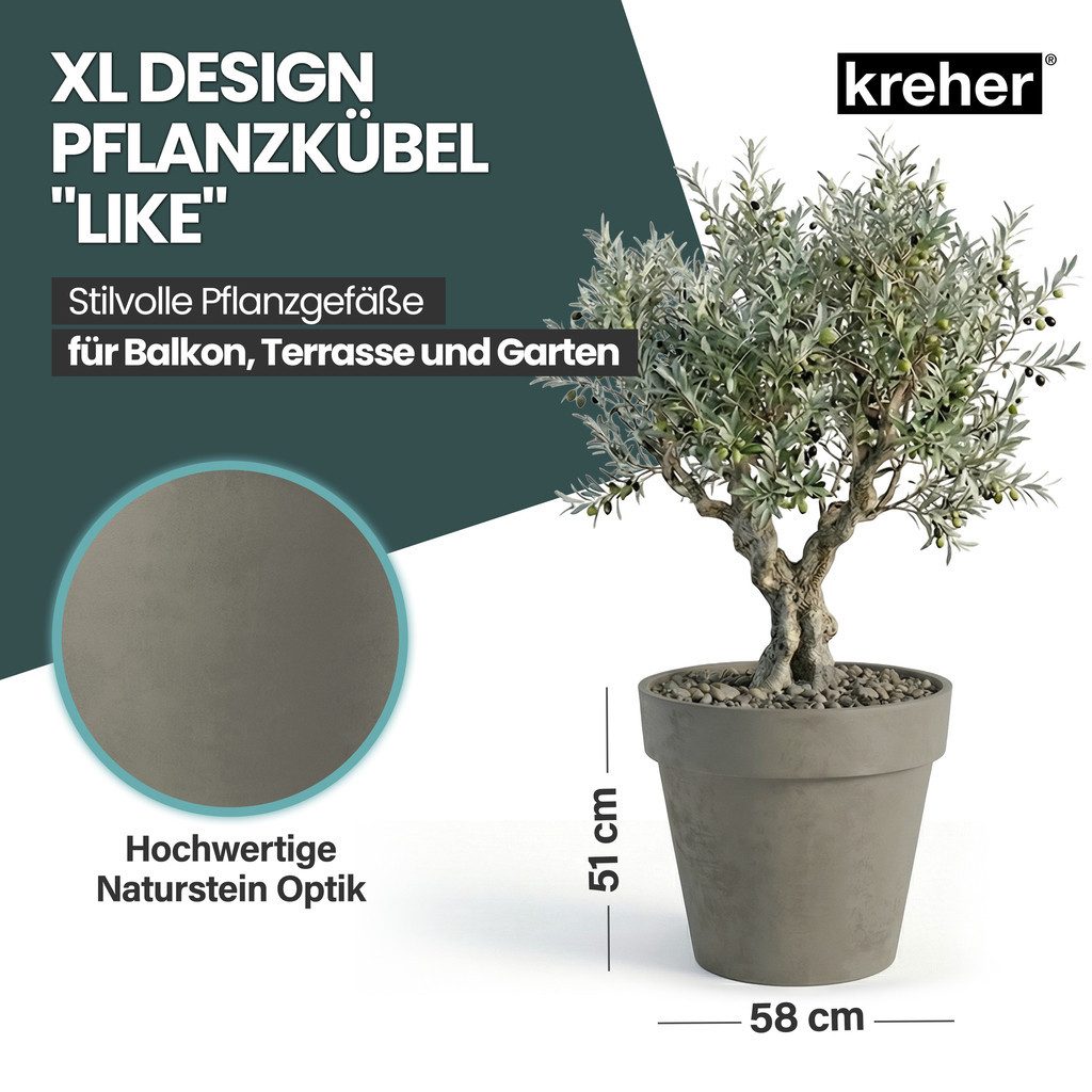 Kreher Pflanzkübel Rollbarer XXL Pflanzkübel "LIKE" Ø 58 cm in verschiedenen Farben (1 St)