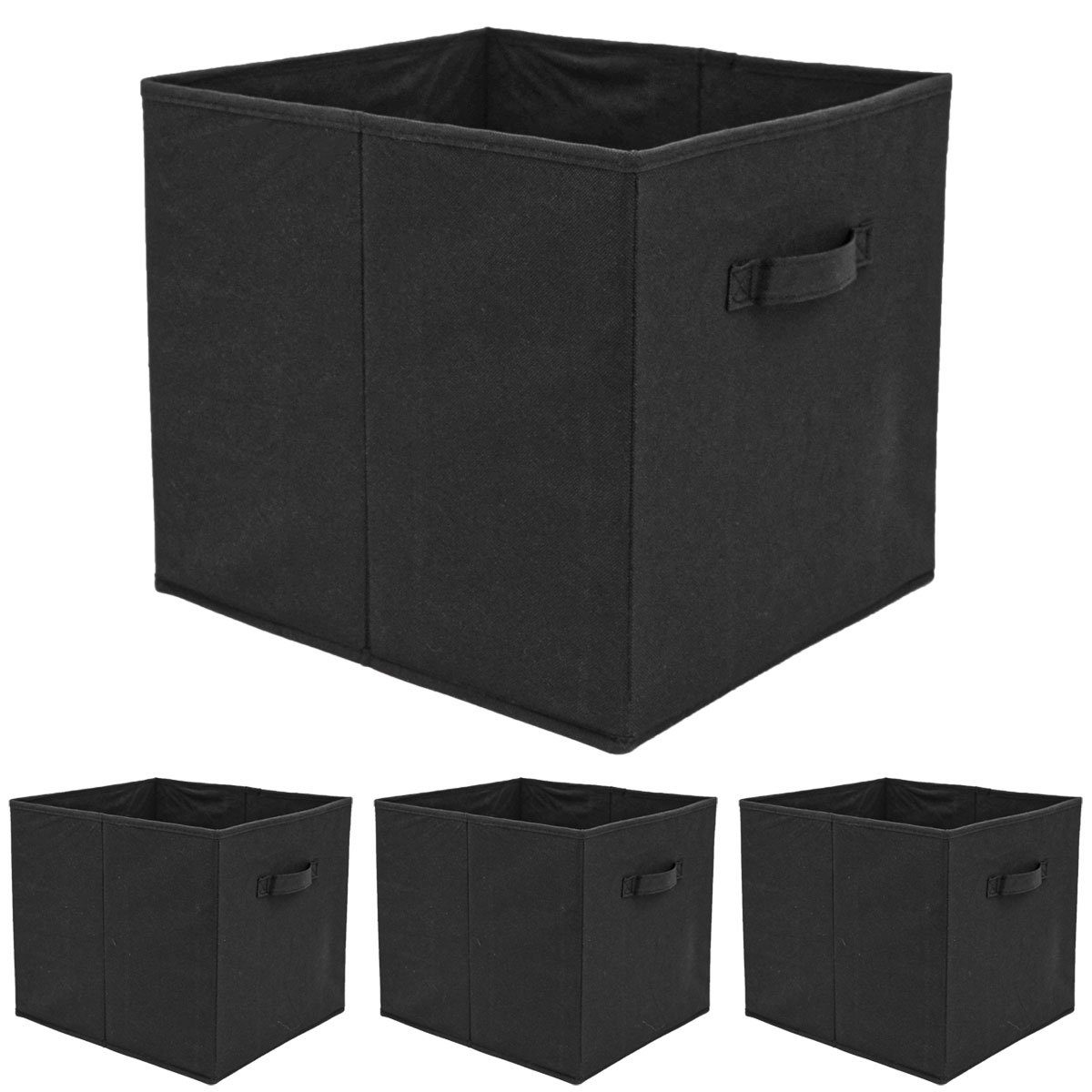 DuneDesign Aufbewahrungsbox 4er Set Aufbewahrungsbox für Kallax Regal 33x38x33, Kallax Faltboxen schwarz