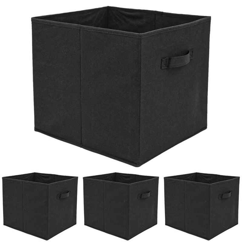 DuneDesign Aufbewahrungsbox 4er Set Aufbewahrungsbox für Kallax Regal 33x38x33, Kallax Faltboxen schwarz