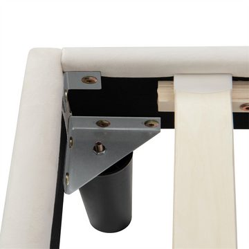 XDeer Polsterbett Stilvolles Soft-Polsterbett mit samtigen Kopfteil, 140*200cm, Knopf-Dekor und stabilen Holzplatten, Beige